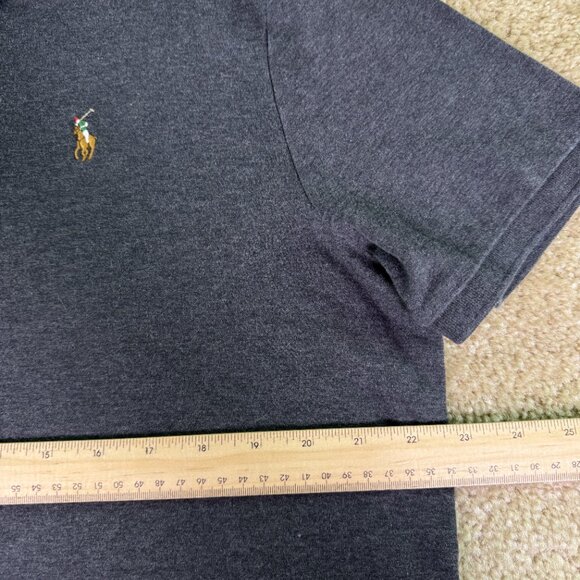 Polo Ralph Lauren Polo Shirt Mens Size Large Gray Pima Soft Touch Cotton F013 - Picture 8 of 10